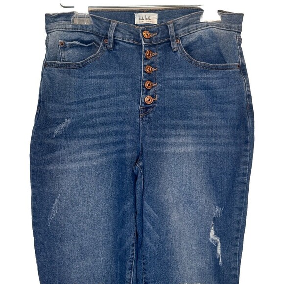 Nicole Miller Nomad Super High Rise Taper Button Fly Distressed Jeans Women’s 8 - Picture 2 of 12